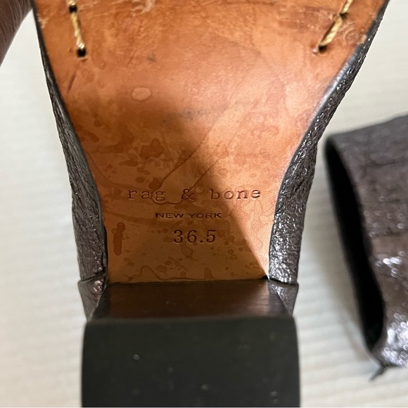 Rag & Bone Women’s Newbury Gunmetal Crinkle Leather Black Ankle Bootie 6.5 - Picture 12 of 15